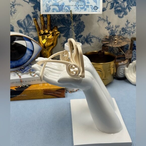 🆕 GUCCI 🧿 NWOT GG1326S 002 Ivory Oversized Square Sunglass, Brown Gradient - Picture 6 of 16